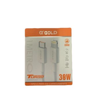 CABO DE DADOS E CARGA PARA IPHONE AGOLD TIPO-C PARA LIGHTNING 30W 1M CB-102
